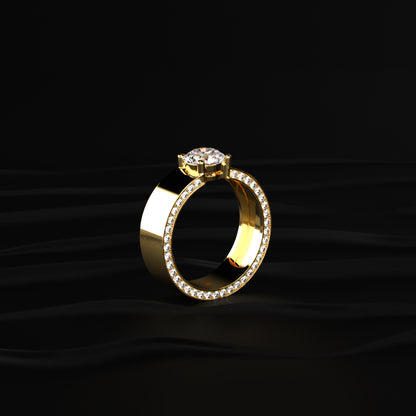 Round Solitaire Mens Ring With Hidden Diamond