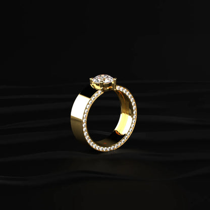 Round Solitaire Mens Ring With Hidden Diamond | Earthly Jewels