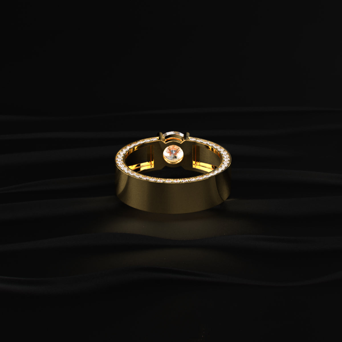 Round Solitaire Mens Ring With Hidden Diamond