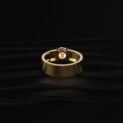 Round Solitaire Mens Ring With Hidden Diamond