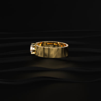 Round Solitaire Mens Ring With Hidden Diamond