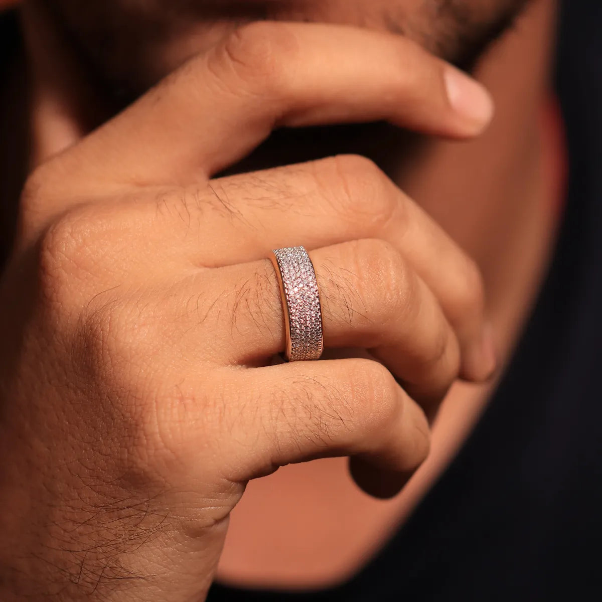 Multi Row Diamond Eternity Men's Band | Earthly Jewels