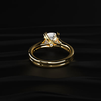 Cushion Cut Dual Split Pave Engagement Ring | Earthly jewels