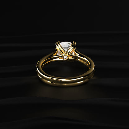 Cushion Cut Dual Split Pave Engagement Ring | Earthly jewels
