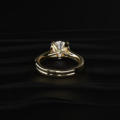 Round Cut Dual Split Pave Engagement Ring | Earthly Jewels