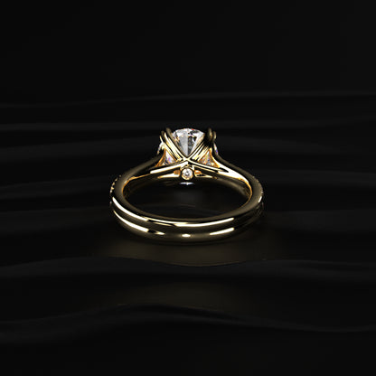 Round Cut Dual Split Pave Engagement Ring