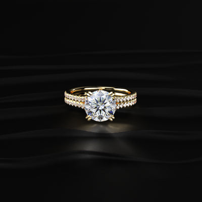 Round Cut Dual Split Pave Engagement Ring | Earthly Jewels