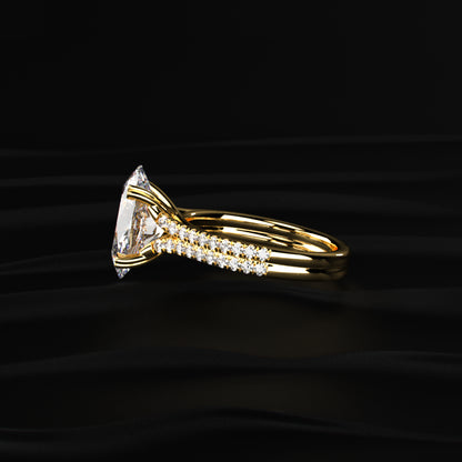 Oval Cut Dual Split Pave Engagement Ring | Earthly Jewels