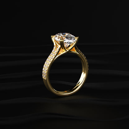 Oval Cut Dual Split Pave Engagement Ring | Earthly Jewels