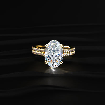 Oval Cut Dual Split Pave Engagement Ring | Earthly Jewels