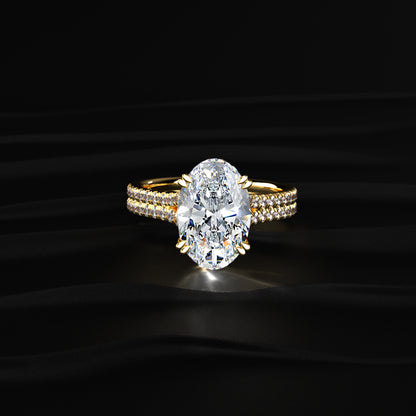 Oval Cut Dual Split Pave Engagement Ring | Earthly Jewels