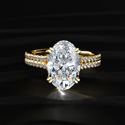 Oval Cut Dual Split Pave Engagement Ring | Earthly Jewels