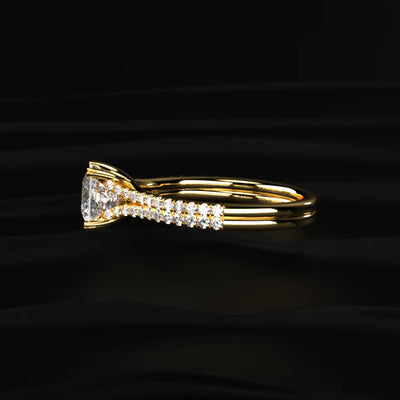 Princess Cut Dual Pave Split Engagement Ring | Earthly Jewels