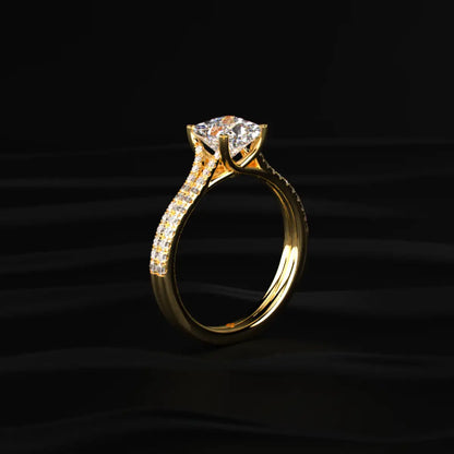 Princess Cut Dual Pave Split Engagement Ring | Earthly Jewels