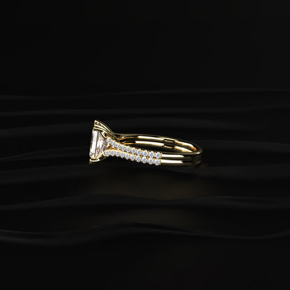 Radiant Cut Dual Split Pave Engagement Ring