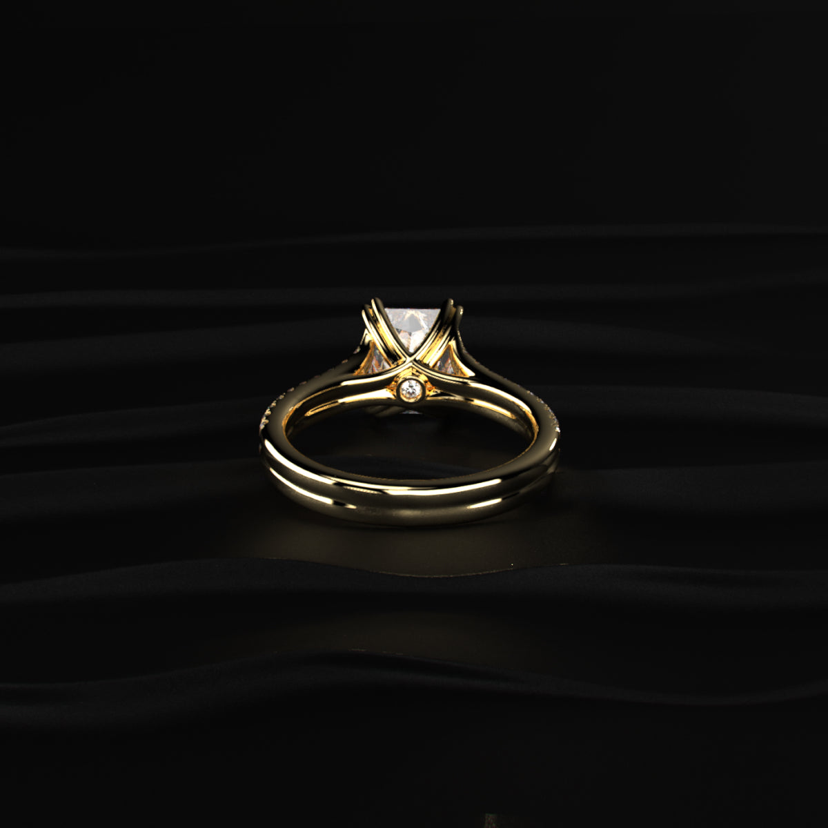 Radiant Cut Dual Split Pave Engagement Ring