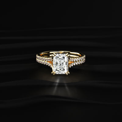 Radiant Cut Dual Split Pave Engagement Ring | Earthly Jewels