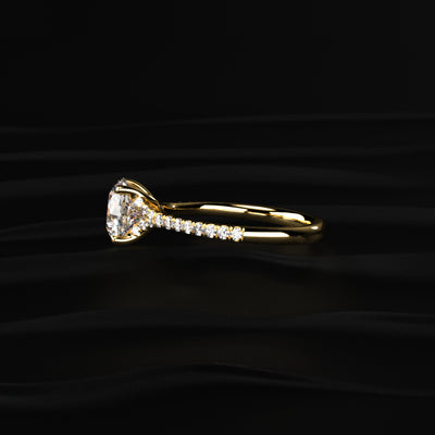 Round Cut Split Shank Single Pave Engagement Ring | Earthy Jewels