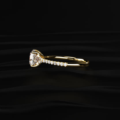 Round Cut Split Shank Single Pave Engagement Ring | Earthy Jewels