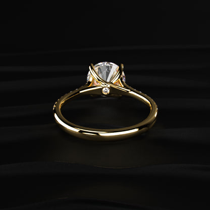 Round Cut Split Shank Single Pave Engagement Ring | Earthy Jewels