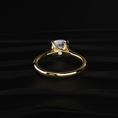 Cushion Cut Split Shank Single Pave Engagement Ring | Earthly Jewels