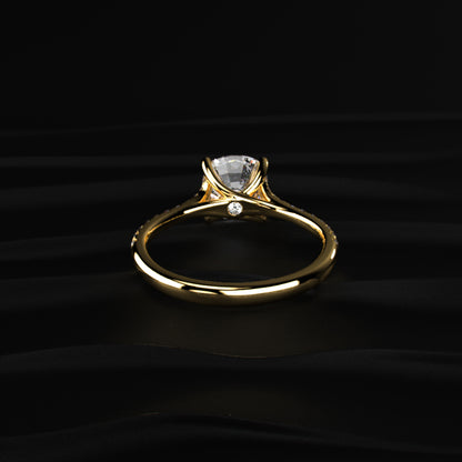 Cushion Cut Split Shank Single Pave Engagement Ring | Earthly Jewels