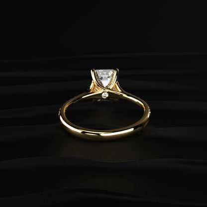 Emerald Cut Split Shank Single Pave Engagement Ring | Earthly Jewels