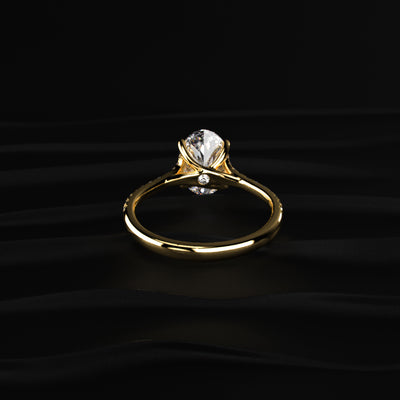 Oval Cut Split Shank Single Pave Engagement Ring | Earthly Jewels