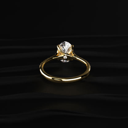 Oval Cut Split Shank Single Pave Engagement Ring | Earthly Jewels