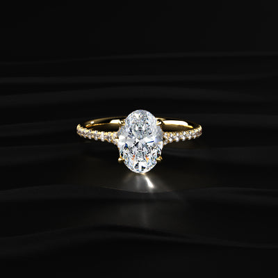Oval Cut Split Shank Single Pave Engagement Ring | Earthly Jewels