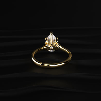 Pear Cut Split Shank Single Pave Engagement Ring | Earthly Jewels