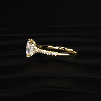 Princess Cut Split Shank Single Pave Engagement Ring | Earthly Jewels