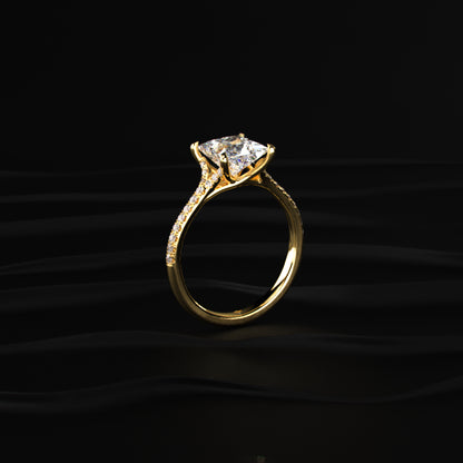 Princess Cut Split Shank Single Pave Engagement Ring | Earthly Jewels