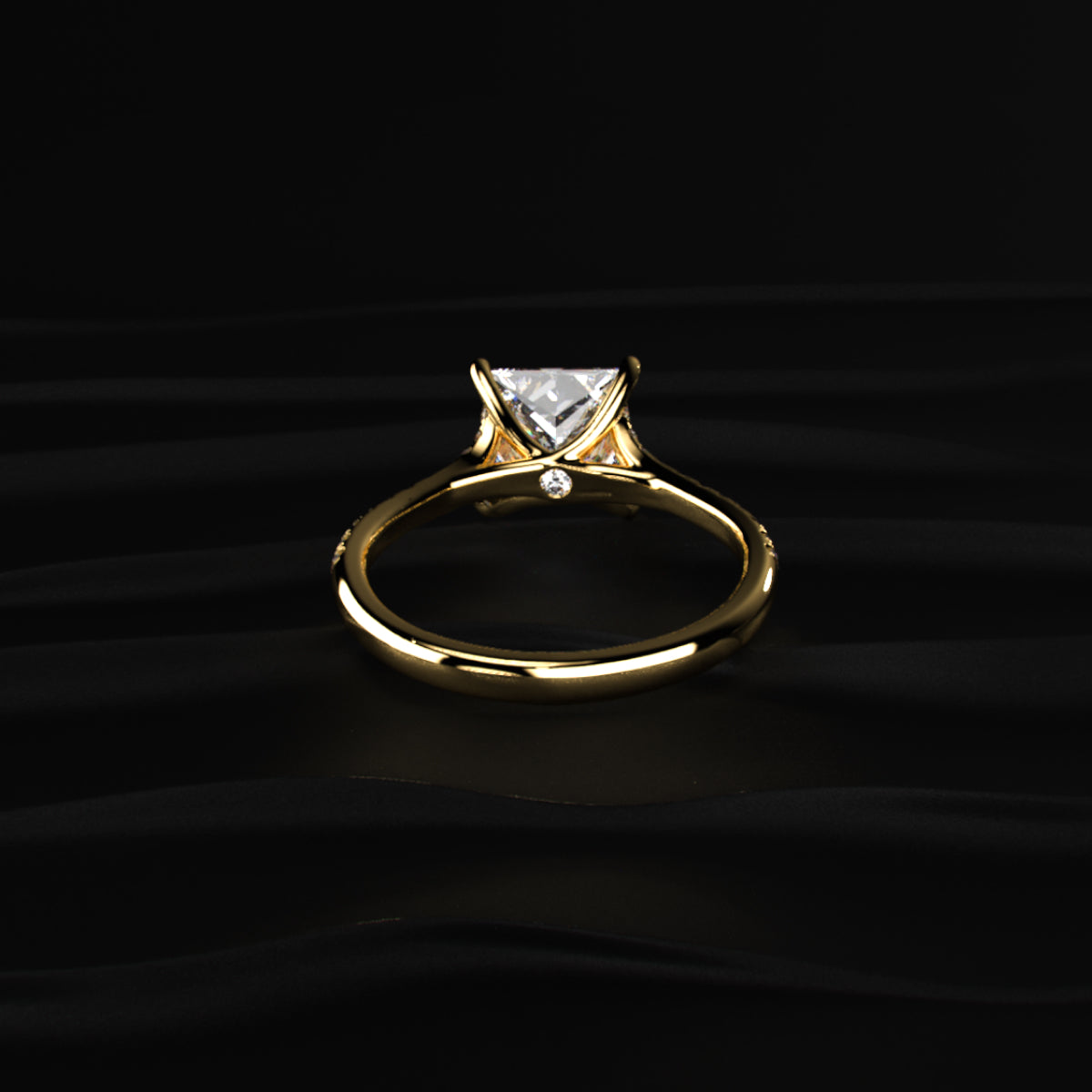 Princess Cut Split Shank Single Pave Engagement Ring | Earthly Jewels