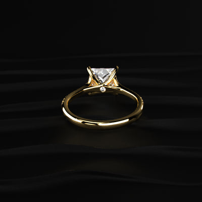 Princess Cut Split Shank Single Pave Engagement Ring | Earthly Jewels