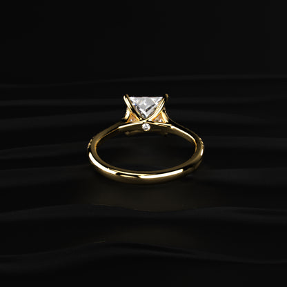 Princess Cut Split Shank Single Pave Engagement Ring | Earthly Jewels