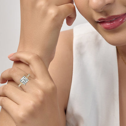 Princess Cut Split Shank Single Pave Engagement Ring | Earthly Jewels