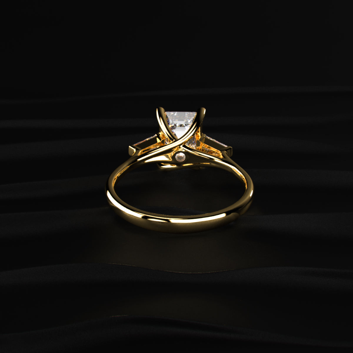 Emerald Solitaire Engagement Ring With Tapered Baguette | Earthly Jewels