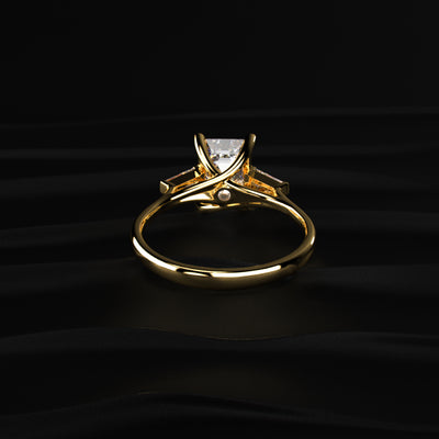 Emerald Solitaire Engagement Ring With Tapered Baguette | Earthly Jewels