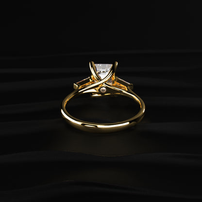 Emerald Solitaire Engagement Ring With Tapered Baguette | Earthly Jewels
