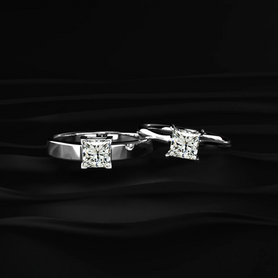 Princess Solitaire Double Hidden Halo Cathedral Ring