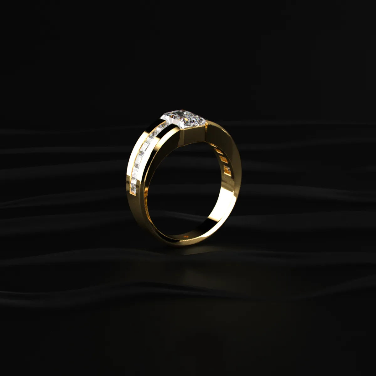Radiant Cut Diamond Channel Men'S Ring | Earthly Jewels