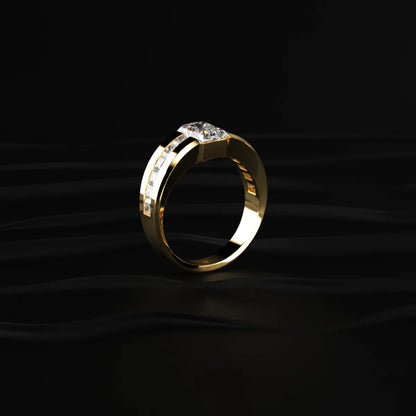 Radiant Cut Diamond Channel Men'S Ring | Earthly Jewels