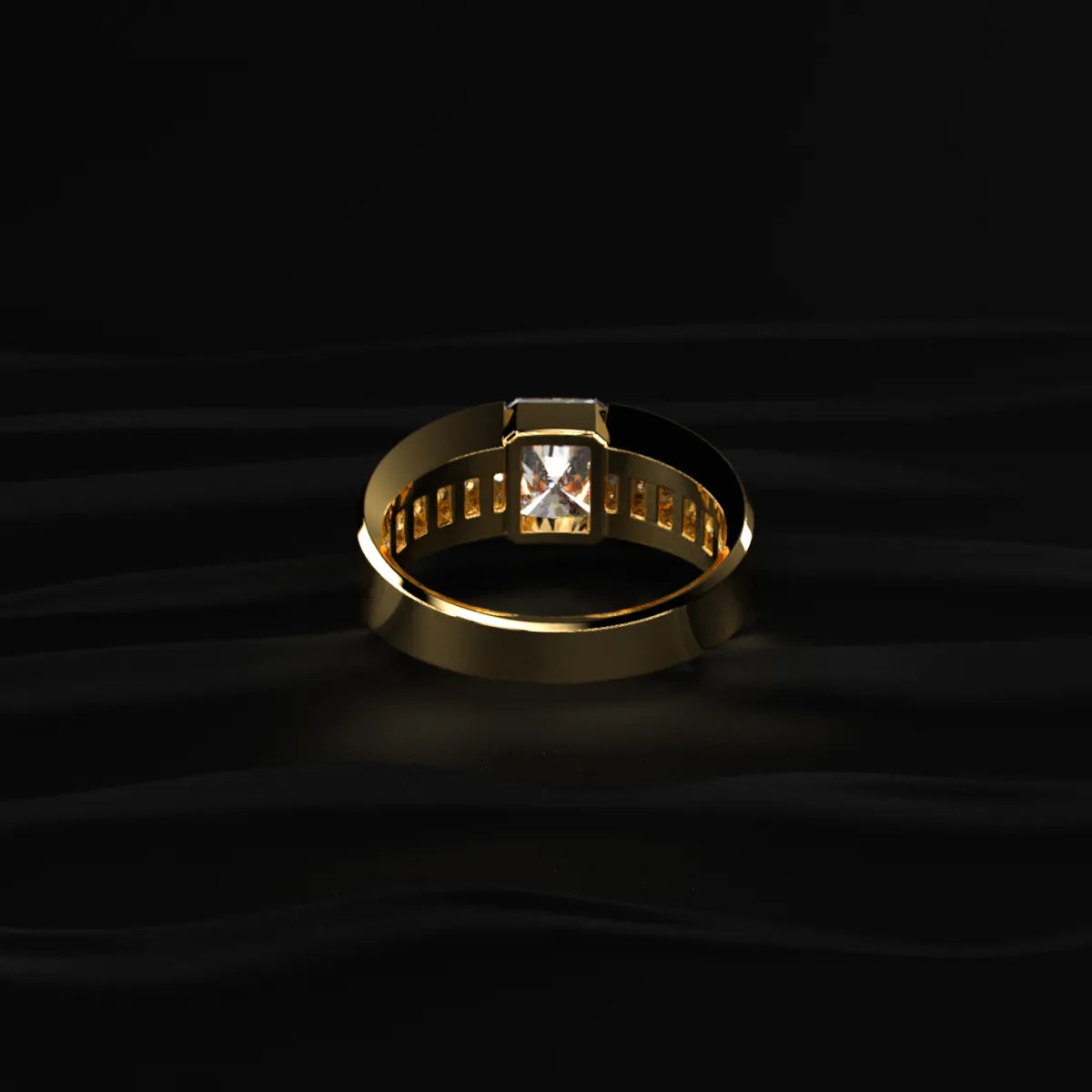 Radiant Cut Diamond Channel Men'S Ring | Earthly Jewels