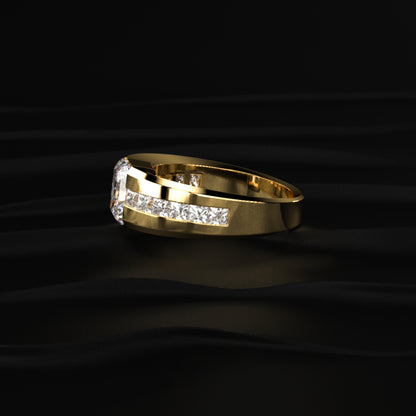 Radiant Cut Diamond Channel Men'S Ring