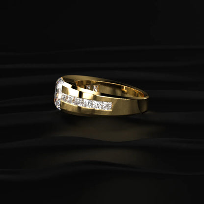 Radiant Cut Diamond Channel Men'S Ring | Earthly Jewels