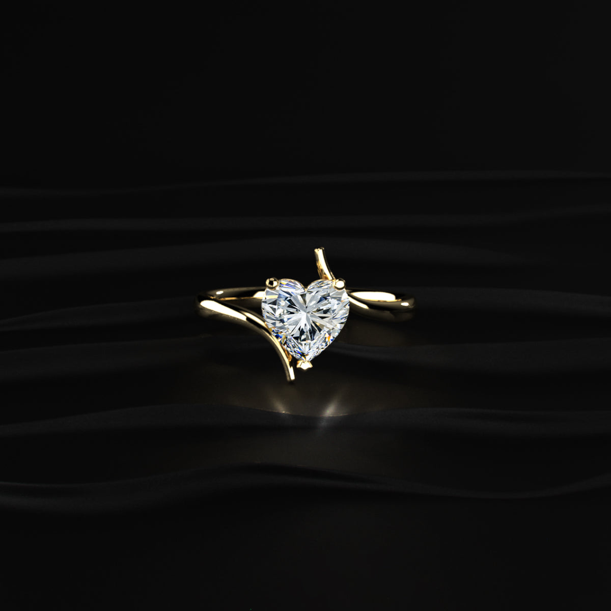 Heart Solitaire Bypass Shank Ring | Earthly Jewels