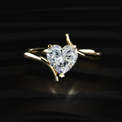 Heart Solitaire Bypass Shank Ring | Earthly Jewels