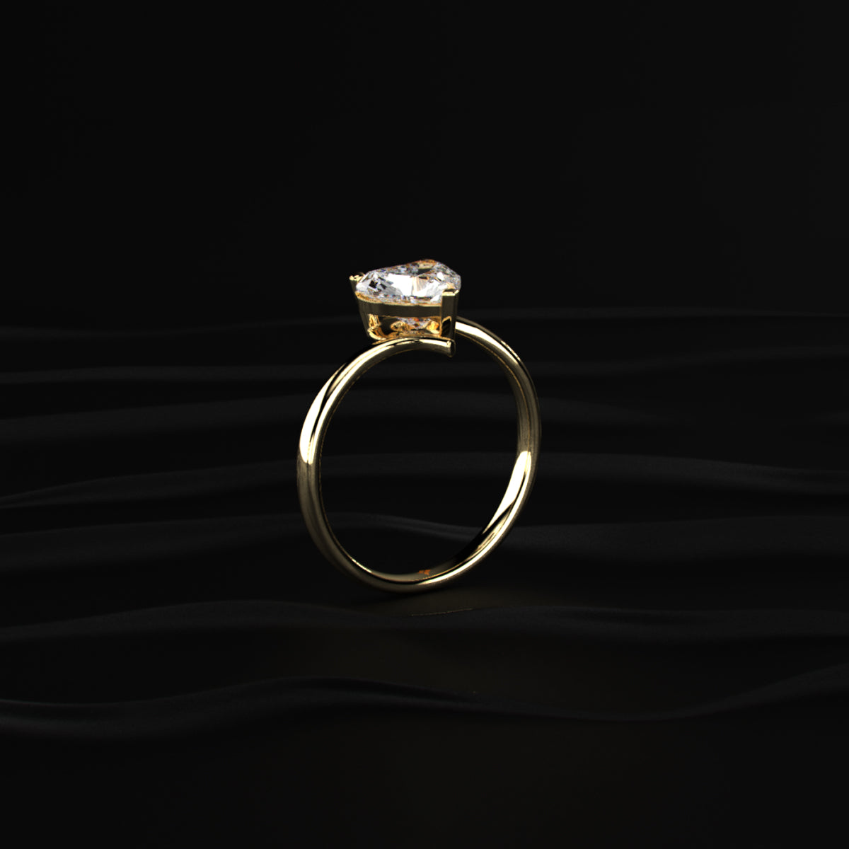 Heart Solitaire Bypass Shank Ring | Earthly Jewels