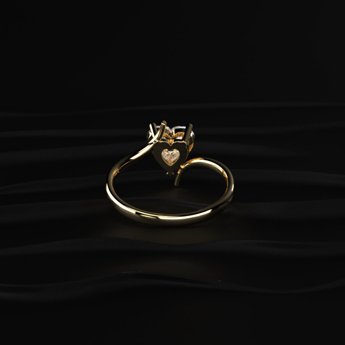 Heart Solitaire Bypass Shank Ring | Earthly Jewels